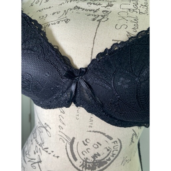 Women's Rene Rofe Push Up Black Lace Underwire Bra #B21865H3 34C New No Tags - Picture 6 of 11